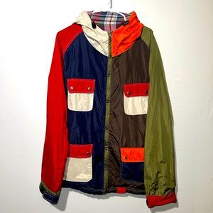 PreSTej Multicolor Blocker Jacket Reversible Flannel Windbreaker Like New Cond.